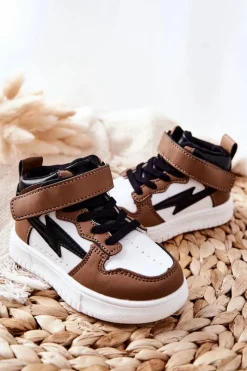 Clearance Boto Dziecięce Wysokie Buty Sportowe Biało-Brązowe Bartnie