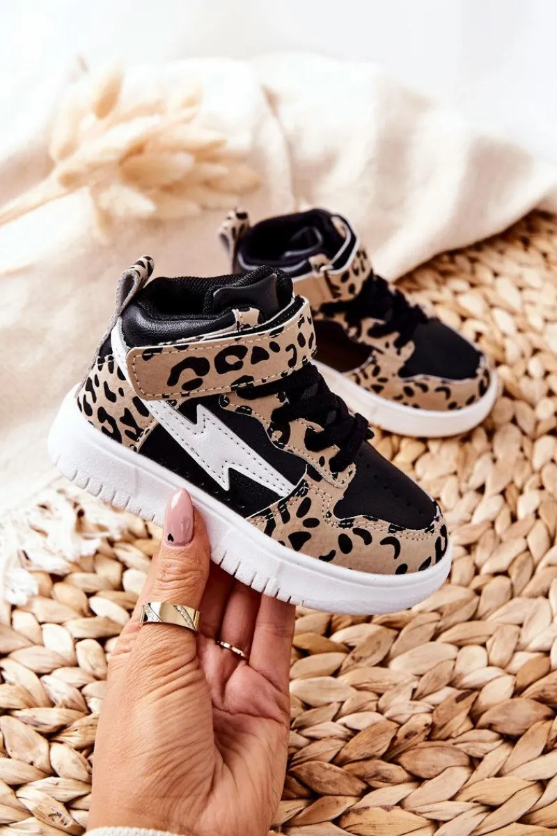 Discount Dziecięce Wysokie Buty Sportowe Czarno-Beżowe Bartnie Dzieci Chłopięce|Dziewczęce