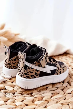 Discount Dziecięce Wysokie Buty Sportowe Czarno-Beżowe Bartnie Dzieci Chłopięce|Dziewczęce