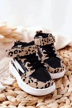 Discount Dziecięce Wysokie Buty Sportowe Czarno-Beżowe Bartnie Dzieci Chłopięce|Dziewczęce