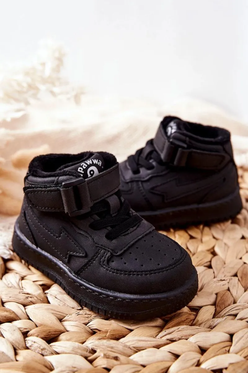 Discount Dziecięce Wysokie Ocieplane Buty Sportowe Czarne Clafi Dzieci Chłopięce|Back To School