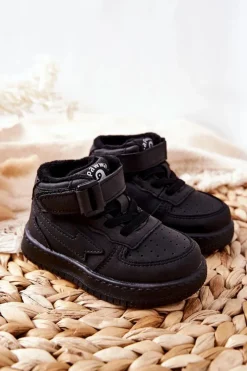 Discount Dziecięce Wysokie Ocieplane Buty Sportowe Czarne Clafi Dzieci Chłopięce|Back To School