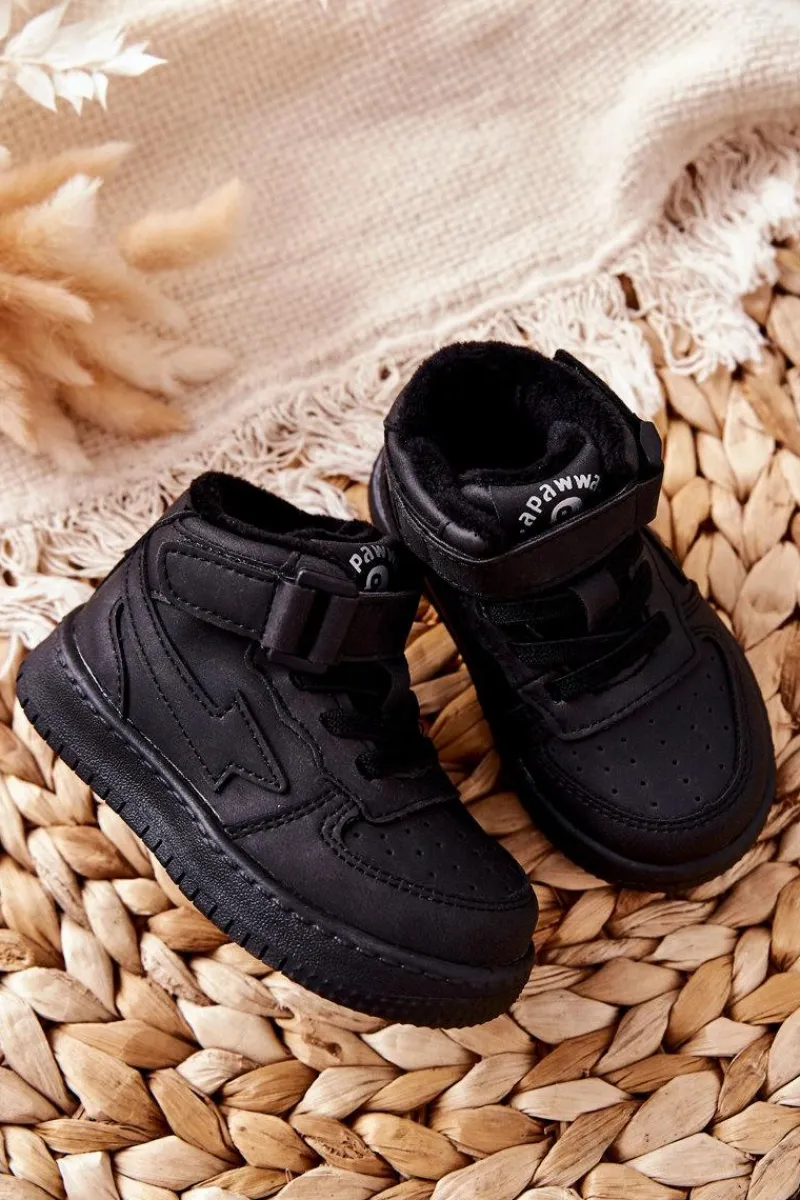 Discount Dziecięce Wysokie Ocieplane Buty Sportowe Czarne Clafi Dzieci Chłopięce|Back To School