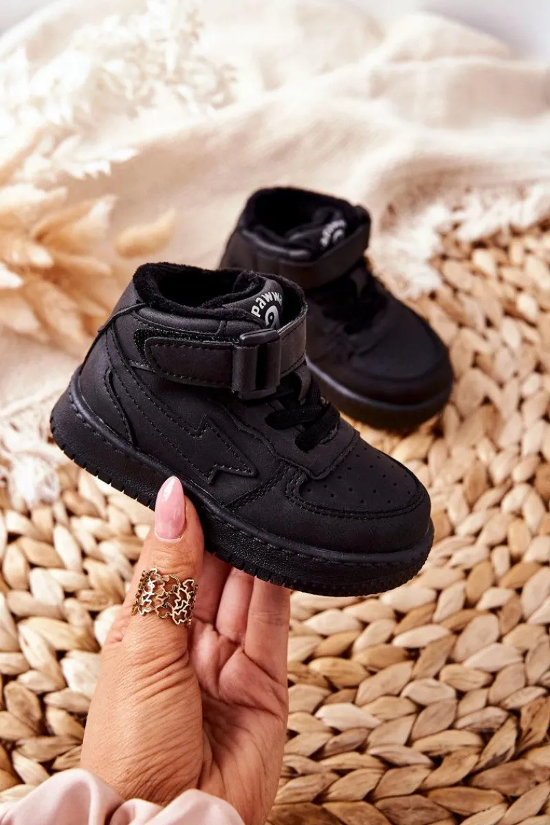 Discount Dziecięce Wysokie Ocieplane Buty Sportowe Czarne Clafi Dzieci Chłopięce|Back To School