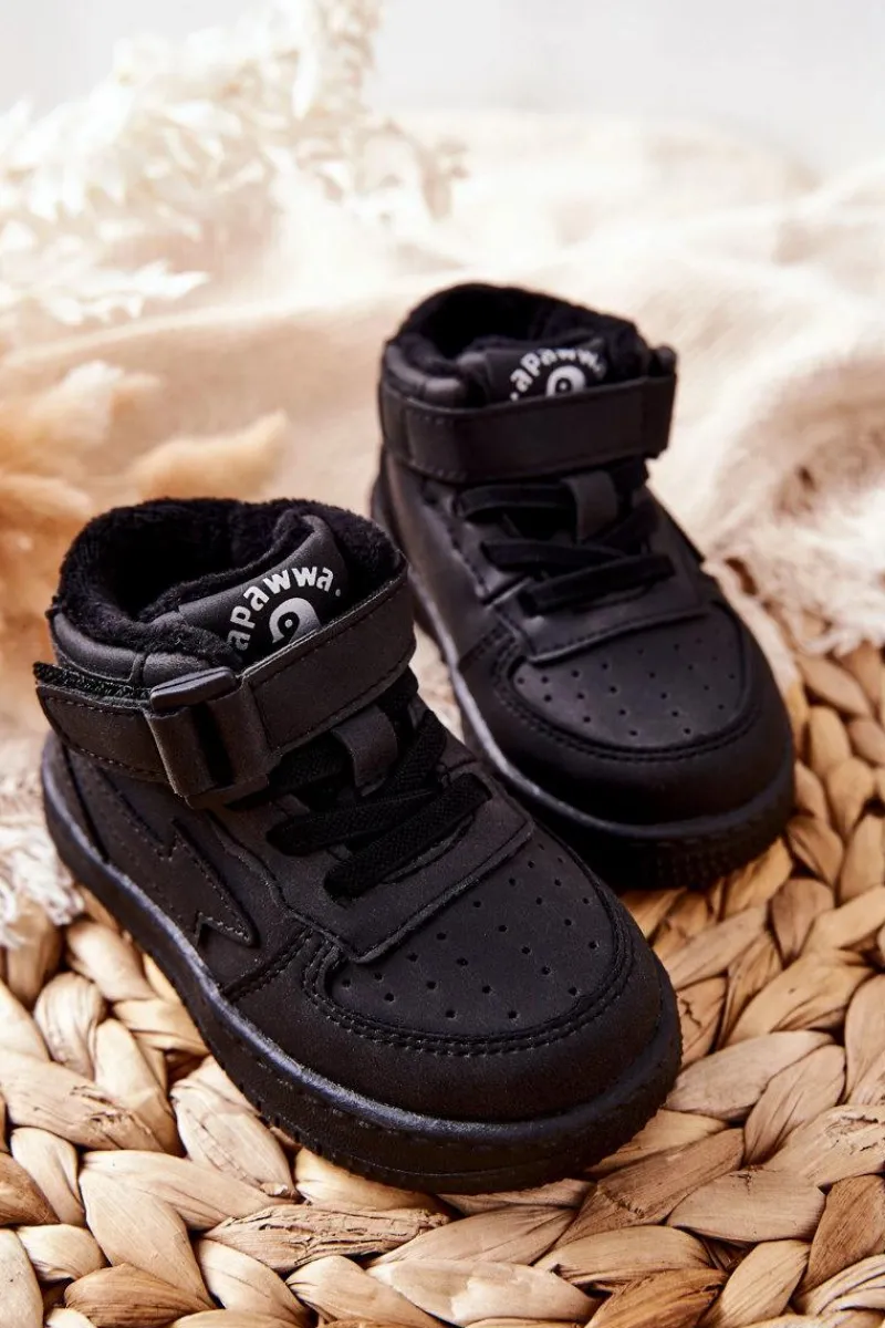 Discount Dziecięce Wysokie Ocieplane Buty Sportowe Czarne Clafi Dzieci Chłopięce|Back To School