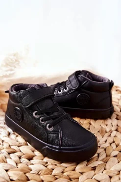 Hot Dziecięce Wysokie Tenisówki Big Star EE374001 Czarne Dzieci Chłopięce