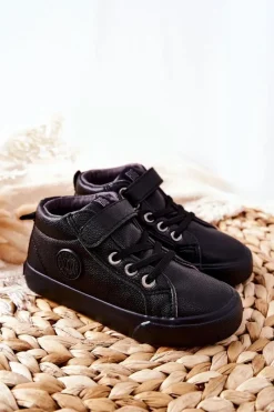 Hot Dziecięce Wysokie Tenisówki Big Star EE374001 Czarne Dzieci Chłopięce