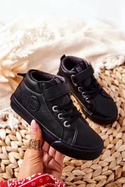 Hot Dziecięce Wysokie Tenisówki Big Star EE374001 Czarne Dzieci Chłopięce