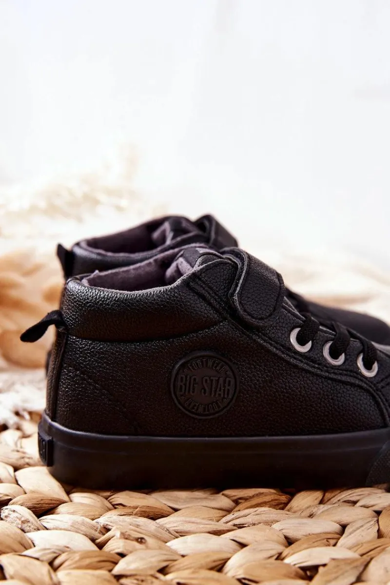 Hot Dziecięce Wysokie Tenisówki Big Star EE374001 Czarne Dzieci Chłopięce