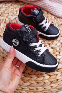Chłopięce>Big Star Shoes Dziecięce Wysokie Tenisówki Big Star EE374001 Czarne