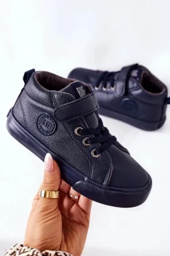 Dziecięce Wysokie Tenisówki Big Star EE374003 Granatowe Dzieci Chłopięce