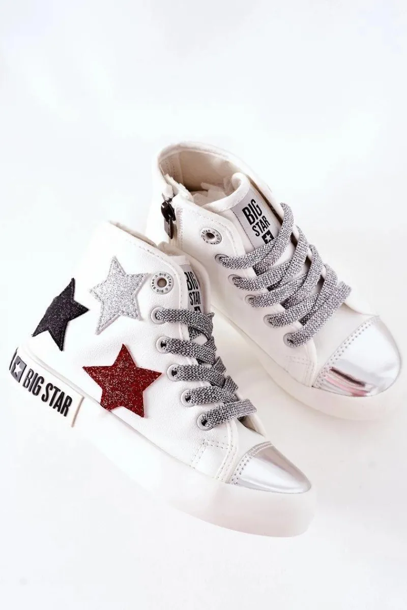 Dziewczęce|Trampki Damskie Big Star>Big Star Shoes Dziecięce Wysokie Trampki Z Suwakiem BIG STAR II374029 Białe