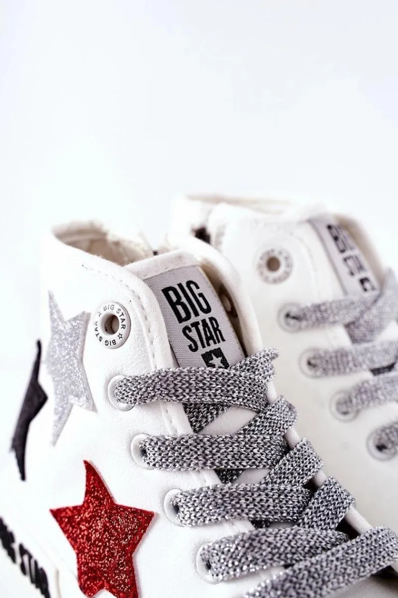 Dziewczęce|Trampki Damskie Big Star>Big Star Shoes Dziecięce Wysokie Trampki Z Suwakiem BIG STAR II374029 Białe