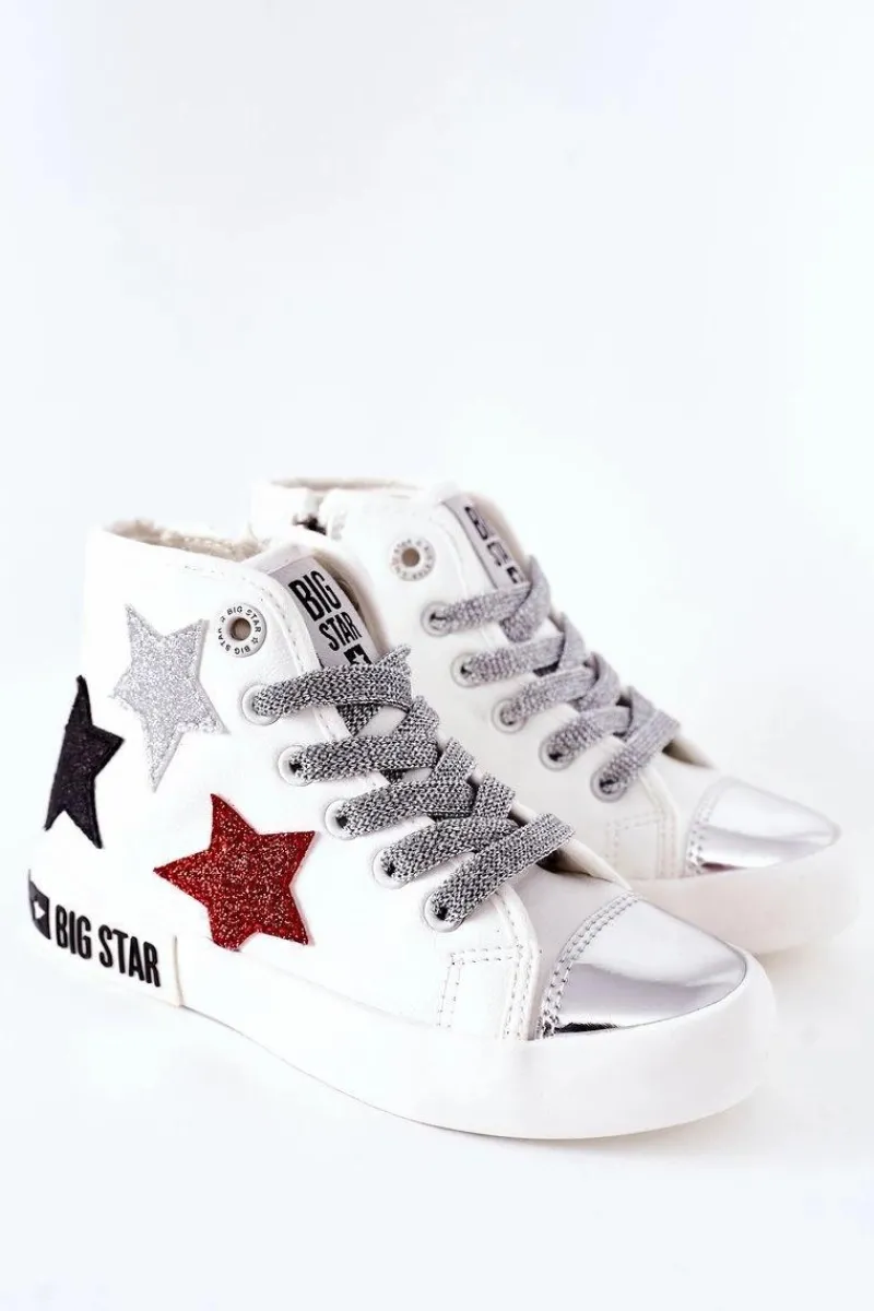 Dziewczęce|Trampki Damskie Big Star>Big Star Shoes Dziecięce Wysokie Trampki Z Suwakiem BIG STAR II374029 Białe