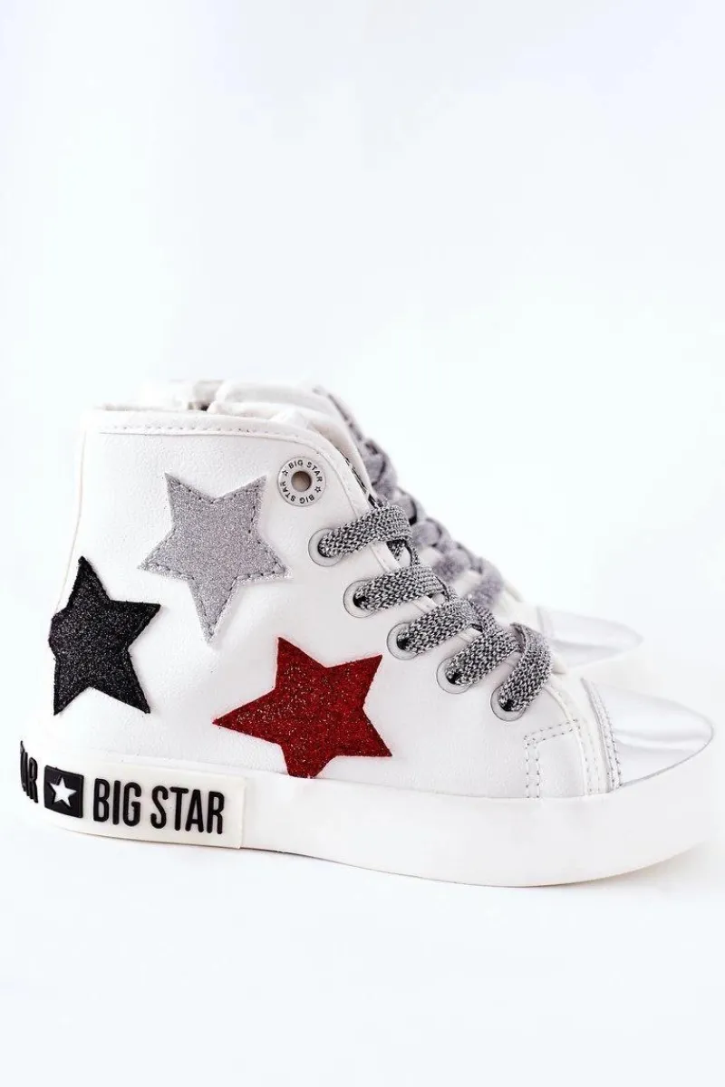 Dziewczęce|Trampki Damskie Big Star>Big Star Shoes Dziecięce Wysokie Trampki Z Suwakiem BIG STAR II374029 Białe