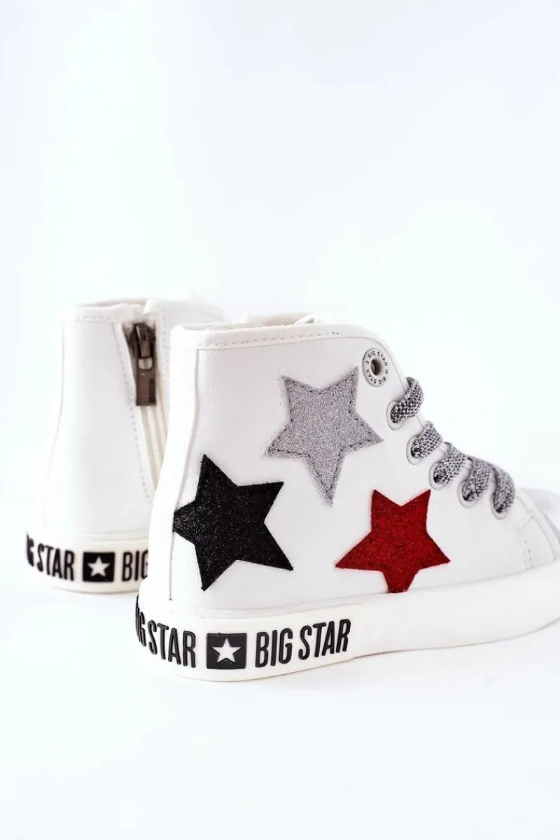 Dziewczęce|Trampki Damskie Big Star>Big Star Shoes Dziecięce Wysokie Trampki Z Suwakiem BIG STAR II374029 Białe
