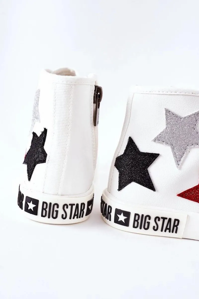 Dziewczęce|Trampki Damskie Big Star>Big Star Shoes Dziecięce Wysokie Trampki Z Suwakiem BIG STAR II374029 Białe