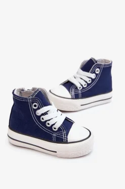 Best Boto Dziecięce Wysokie Trampki Z Zamkiem Granatowe Filemon Niebieski