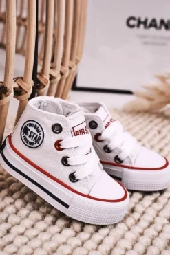 Chłopięce|Dziewczęce>Big Star Shoes Dziecięce Wysokie Trampki Z Suwakiem BIG STAR HH374083 Białe
