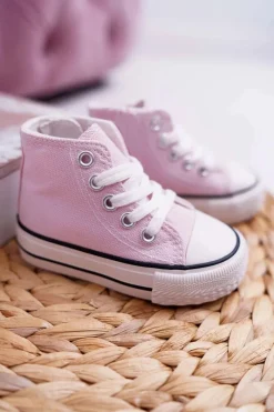 Outlet Dziecięce Wysokie Trampki Różowe Filemon Dzieci Dziewczęce