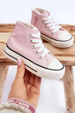 Clearance Boto Dziecięce Wysokie Trampki Na Zamek Jasnoróżowe Filemon