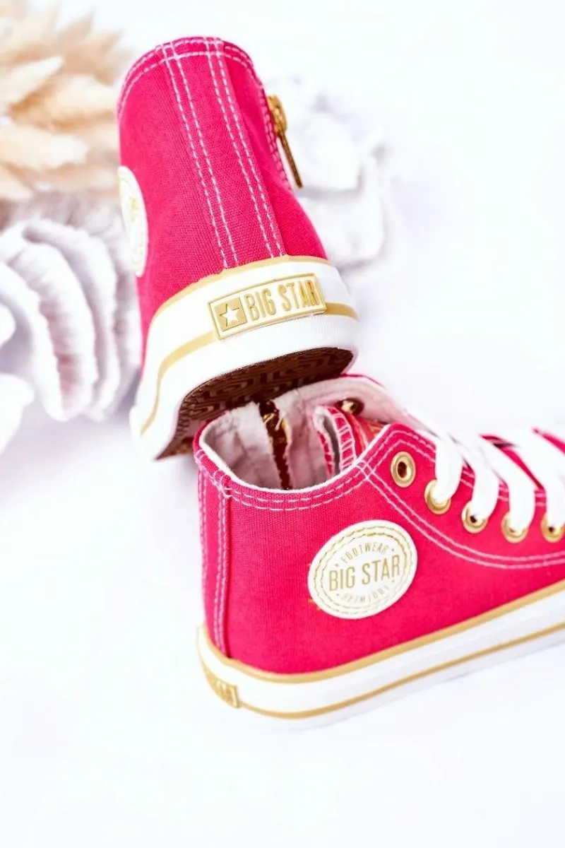 Dziewczęce|Trampki Damskie Big Star>Big Star Shoes Dziecięce Wysokie Trampki Z Suwakiem BIG STAR HH374137 Różowe