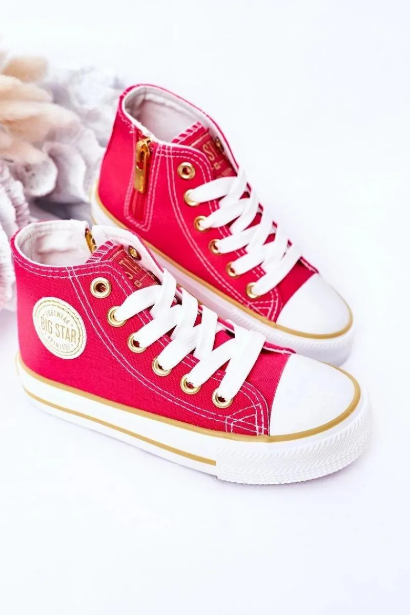 Dziewczęce|Trampki Damskie Big Star>Big Star Shoes Dziecięce Wysokie Trampki Z Suwakiem BIG STAR HH374137 Różowe