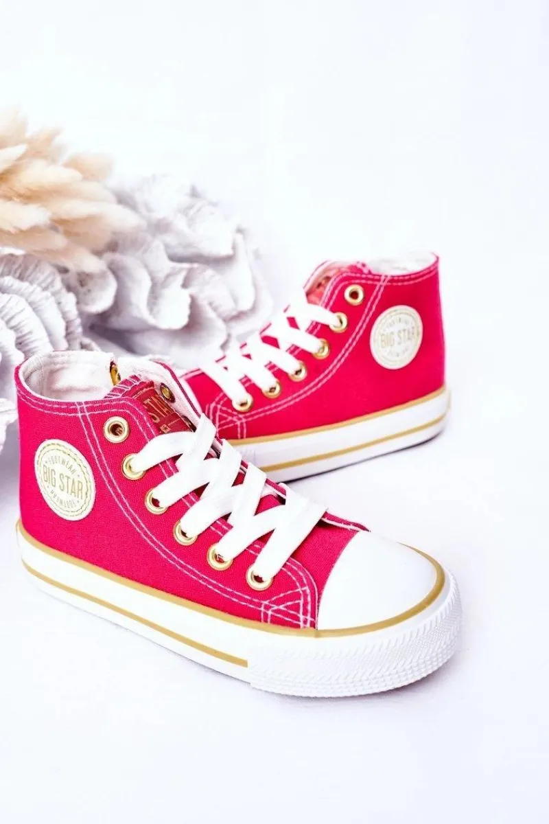 Dziewczęce|Trampki Damskie Big Star>Big Star Shoes Dziecięce Wysokie Trampki Z Suwakiem BIG STAR HH374137 Różowe