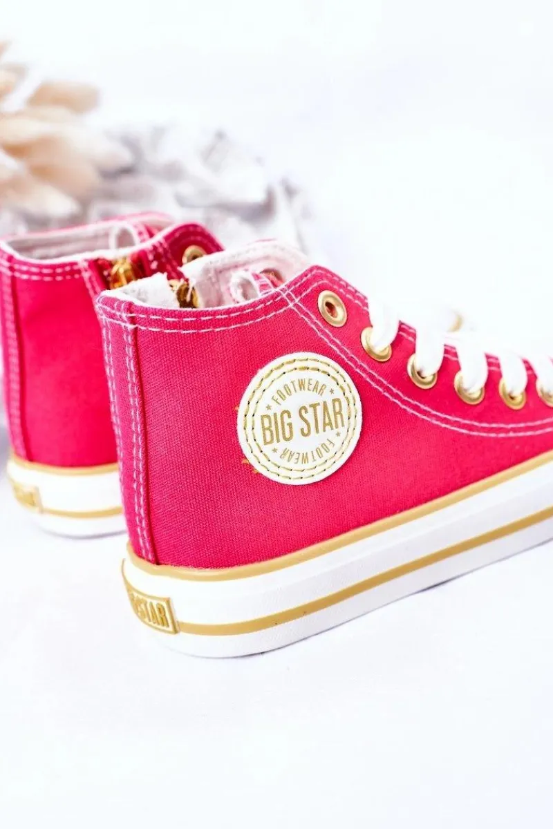 Dziewczęce|Trampki Damskie Big Star>Big Star Shoes Dziecięce Wysokie Trampki Z Suwakiem BIG STAR HH374137 Różowe