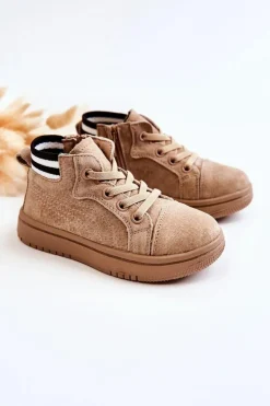 Chłopięce|Dziewczęce>Boto Dziecięce Wysokie Trampki Na Suwak Beżowe Boone