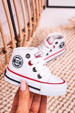 Chłopięce|Dziewczęce>Big Star Shoes Dziecięce Wysokie Trampki Z Suwakiem BIG STAR HH374187 Białe