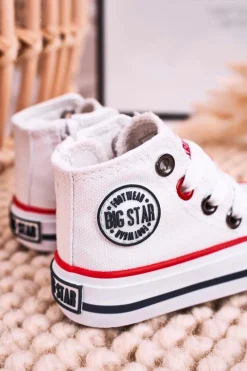 Chłopięce|Dziewczęce></noscript>Big Star Shoes Dziecięce Wysokie Trampki Z Suwakiem BIG STAR HH374187 Białe