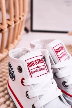 Chłopięce|Dziewczęce></noscript>Big Star Shoes Dziecięce Wysokie Trampki Z Suwakiem BIG STAR HH374187 Białe