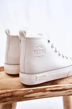 Chłopięce|Dziewczęce></noscript>Big Star Shoes Dziecięce Wysokie Trampki Na Suwak Big Star KK374227 Białe Biały