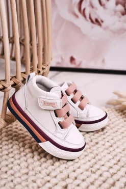 Best Dziecięce Wysokie Trampki Ze Ściągaczem Biało Różowe Baxter Dzieci Dziewczęce|Dziewczęce