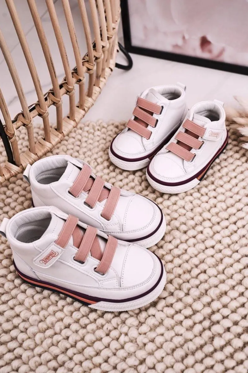 Best Dziecięce Wysokie Trampki Ze Ściągaczem Biało Różowe Baxter Dzieci Dziewczęce|Dziewczęce