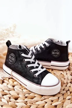 Chłopięce|Dziewczęce>Big Star Shoes Dziecięce Wysokie Trampki BIG STAR II374003 Czarne