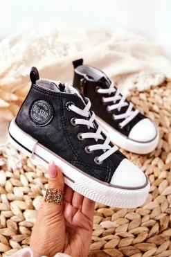 Chłopięce|Dziewczęce></noscript>Big Star Shoes Dziecięce Wysokie Trampki BIG STAR II374003 Czarne