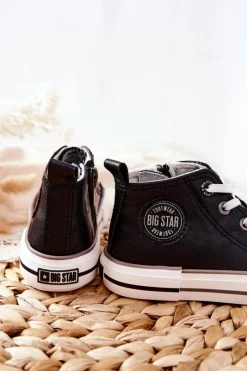 Chłopięce|Dziewczęce></noscript>Big Star Shoes Dziecięce Wysokie Trampki BIG STAR II374003 Czarne