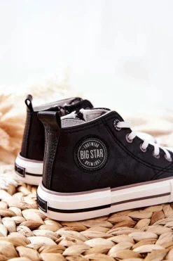 Chłopięce|Dziewczęce></noscript>Big Star Shoes Dziecięce Wysokie Trampki BIG STAR II374003 Czarne