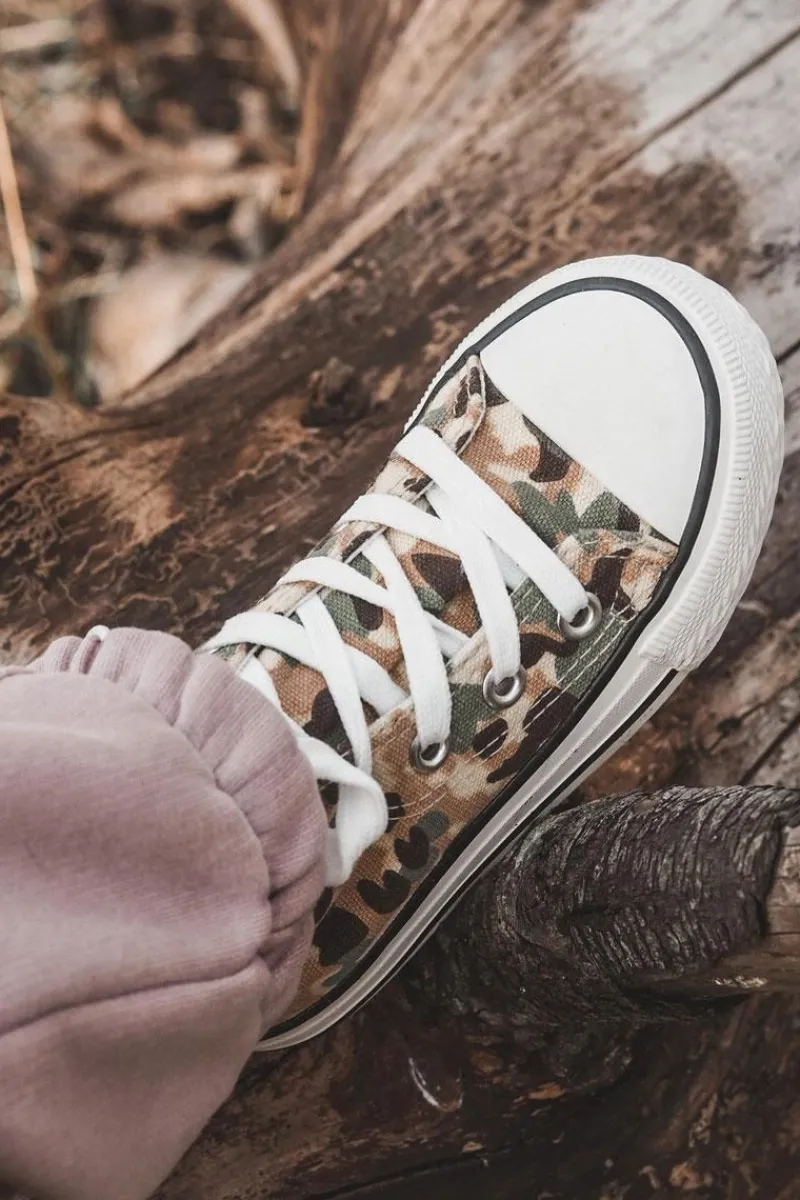 Sale Dziecięce Wysokie Trampki Na Suwak Beżowo-Zielone Filemon Dzieci Chłopięce|Dziewczęce