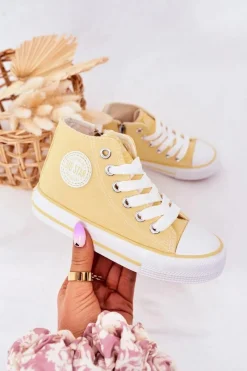 New Big Star Shoes Dziecięce Wysokie Trampki Z Suwakiem BIG STAR HH374138 Żółte