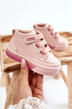 Online Boto Dziecięce Wysokie Trampki Ze Ściągaczem Różowe Baxter