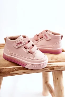 Online Boto Dziecięce Wysokie Trampki Ze Ściągaczem Różowe Baxter