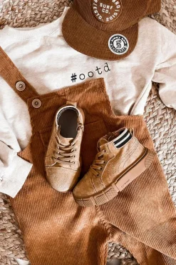 Outlet Boto Dziecięce Wysokie Trampki Na Suwak Camel Boone Brązowy