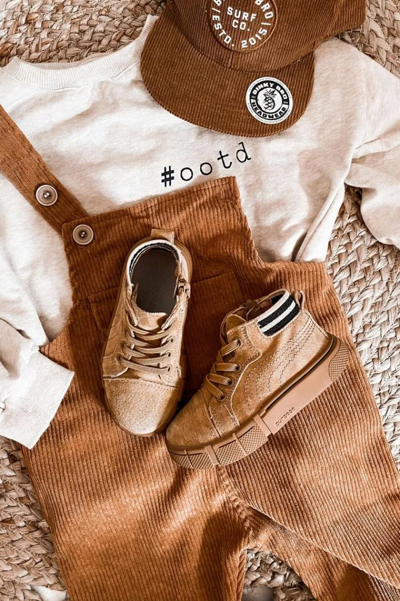 Outlet Boto Dziecięce Wysokie Trampki Na Suwak Camel Boone Brązowy