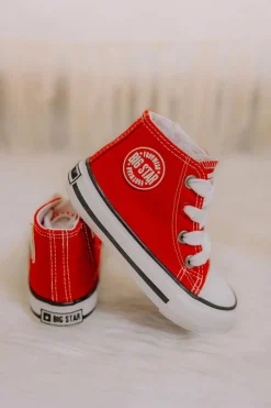 Discount Big Star Shoes Dziecięce Wysokie Trampki Z Suwakiem BIG STAR HH374086 Czerwone