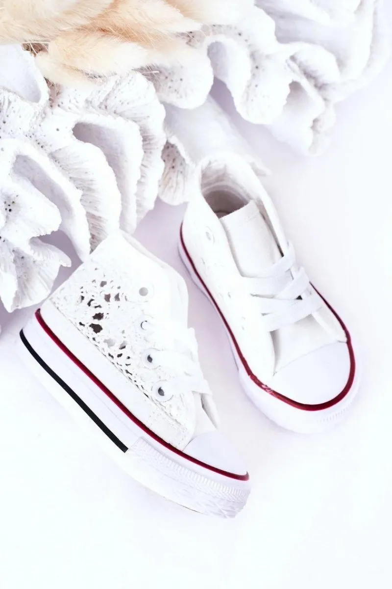 Dziewczęce|Back To School>Boto Dziecięce Wysokie Trampki Z Koronką Białe Roly-Poly