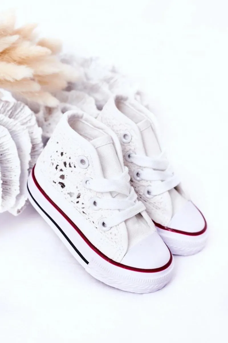 Dziewczęce|Back To School>Boto Dziecięce Wysokie Trampki Z Koronką Białe Roly-Poly