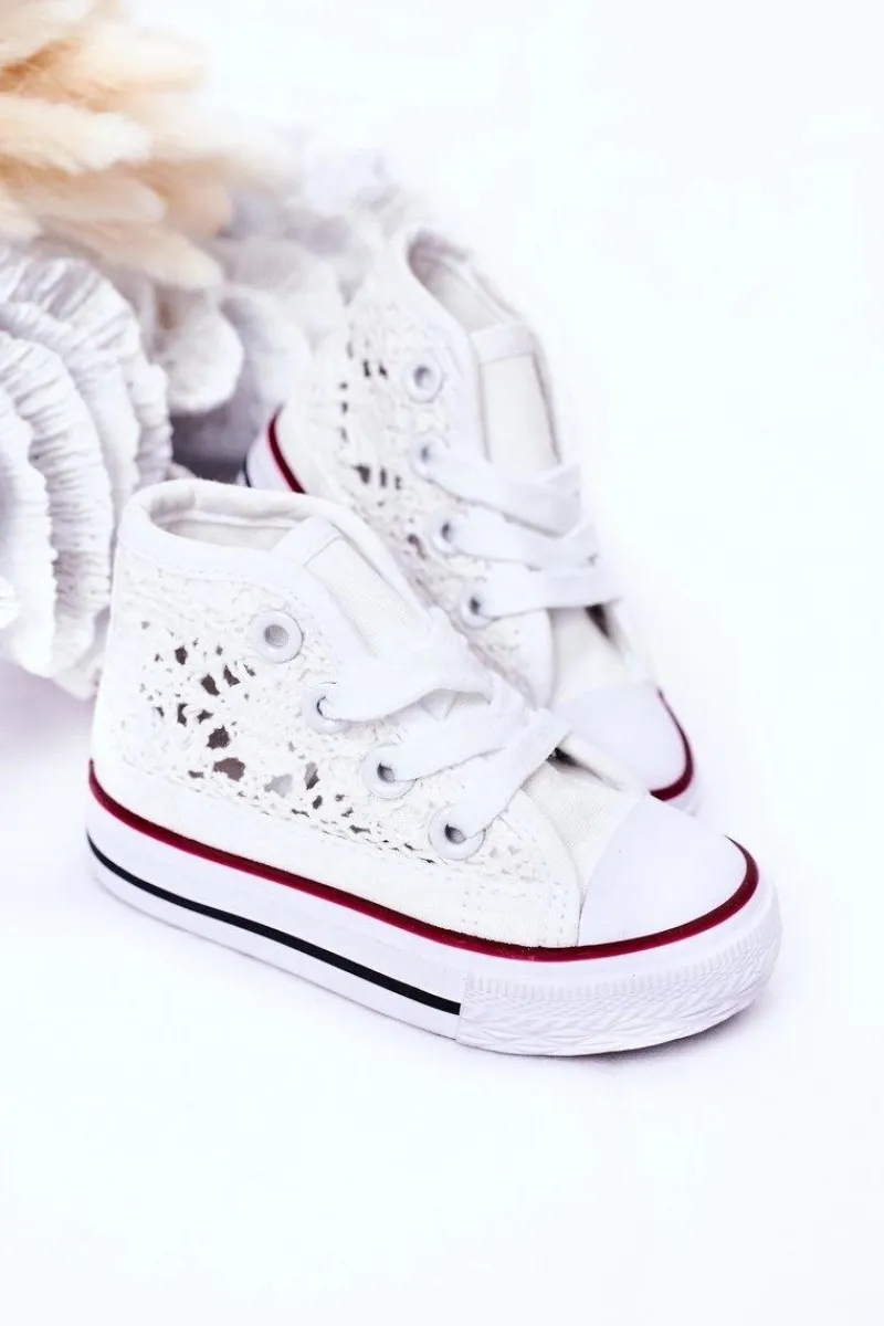 Dziewczęce|Back To School>Boto Dziecięce Wysokie Trampki Z Koronką Białe Roly-Poly